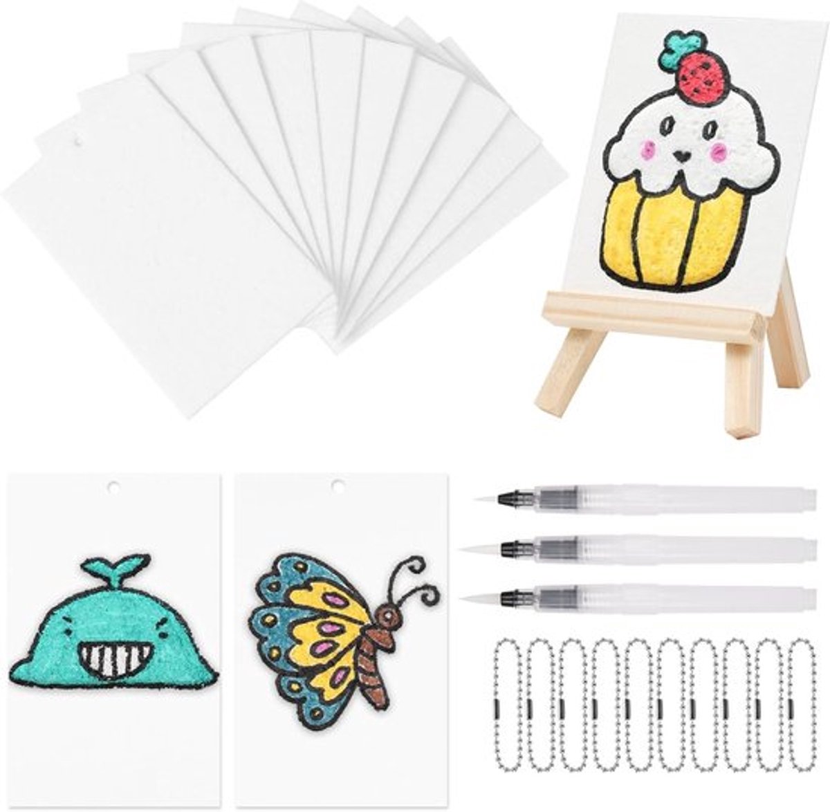 3D Teken Magic Canvas Spons, 24 Stukken Schuim Textuur Verf Set voor Kinderen, Creativiteit en Verbeeldingskracht Stimuleren met Tekenmateriaal