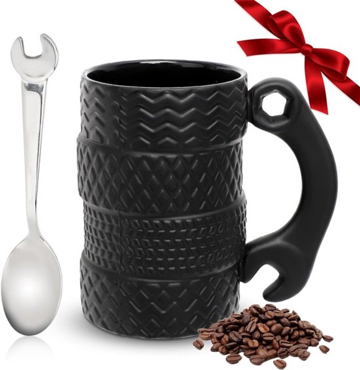 Grote 500 ml keramische 3D mok met lepel, ideaal voor koffie, thee en als cadeau voor autoliefhebbers en chauffeurs
