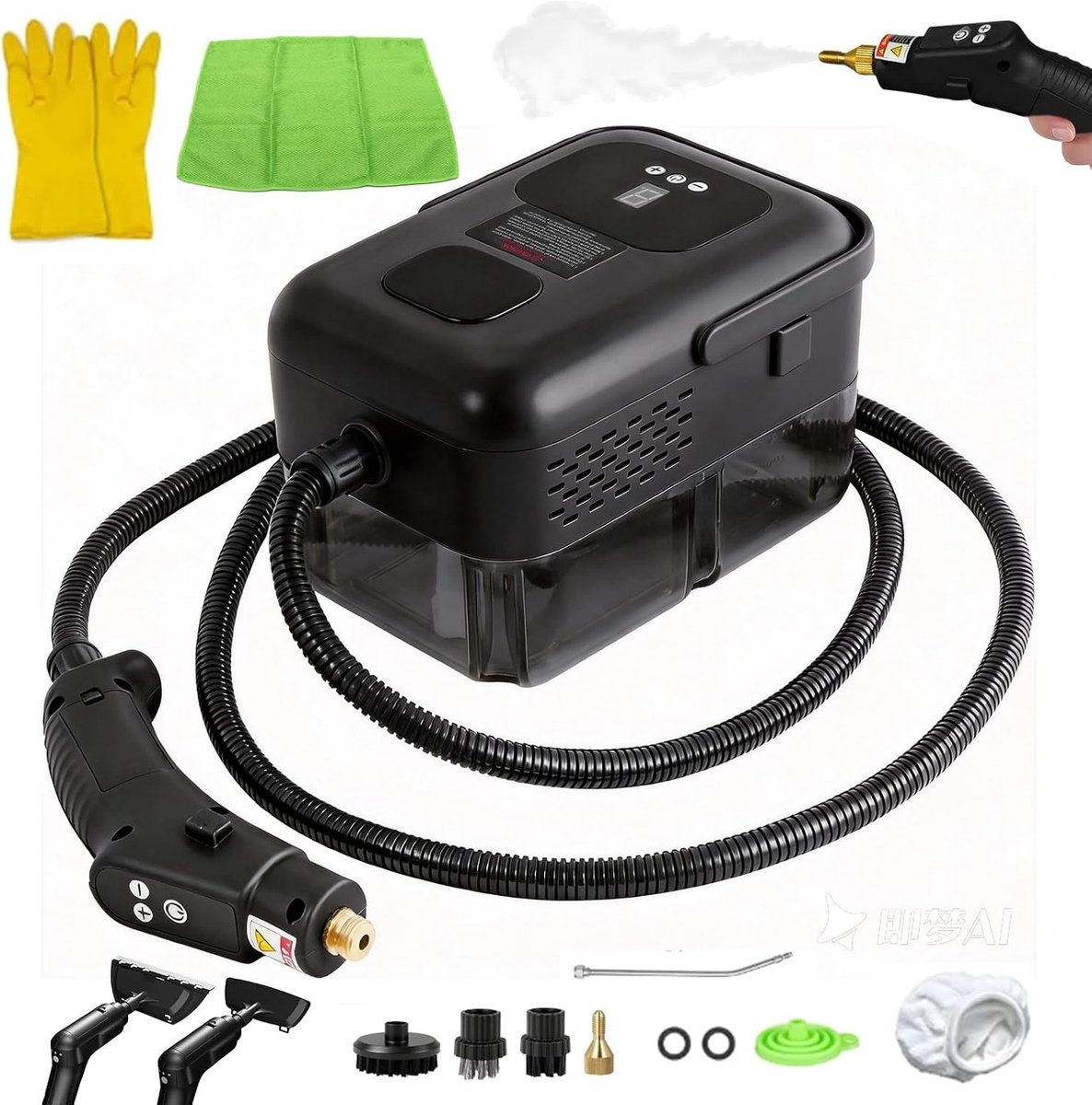 Krachtige stoomreiniger voor huishouden en auto, 9 standen, 2500 W, snel opwarmend, ideaal voor meubels, tegels en ramen reinigen
