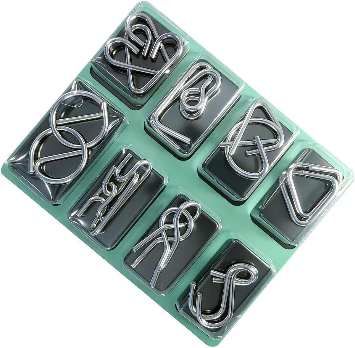 Metaaldraadpuzzels - Ringpuzzel Breinbreker - Mentale Uitdaging - Robuuste Metaalconstructie - 14.2 x 18 cm - A
