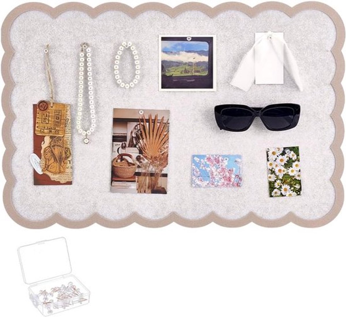40x60cm Zelfklevende Vilt Prikbord Wandstickers, 10mm Vilt Materiaal, Rechthoekig Vision Board met 20 Duimspijkers voor Thuis en Kantoor Wanddecoratie