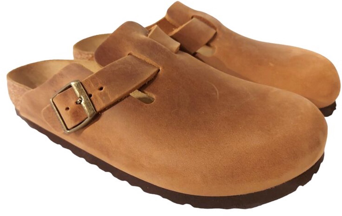Birkenstock Slipper Boston 1028310 Cognac Nubuck Smal Bruin