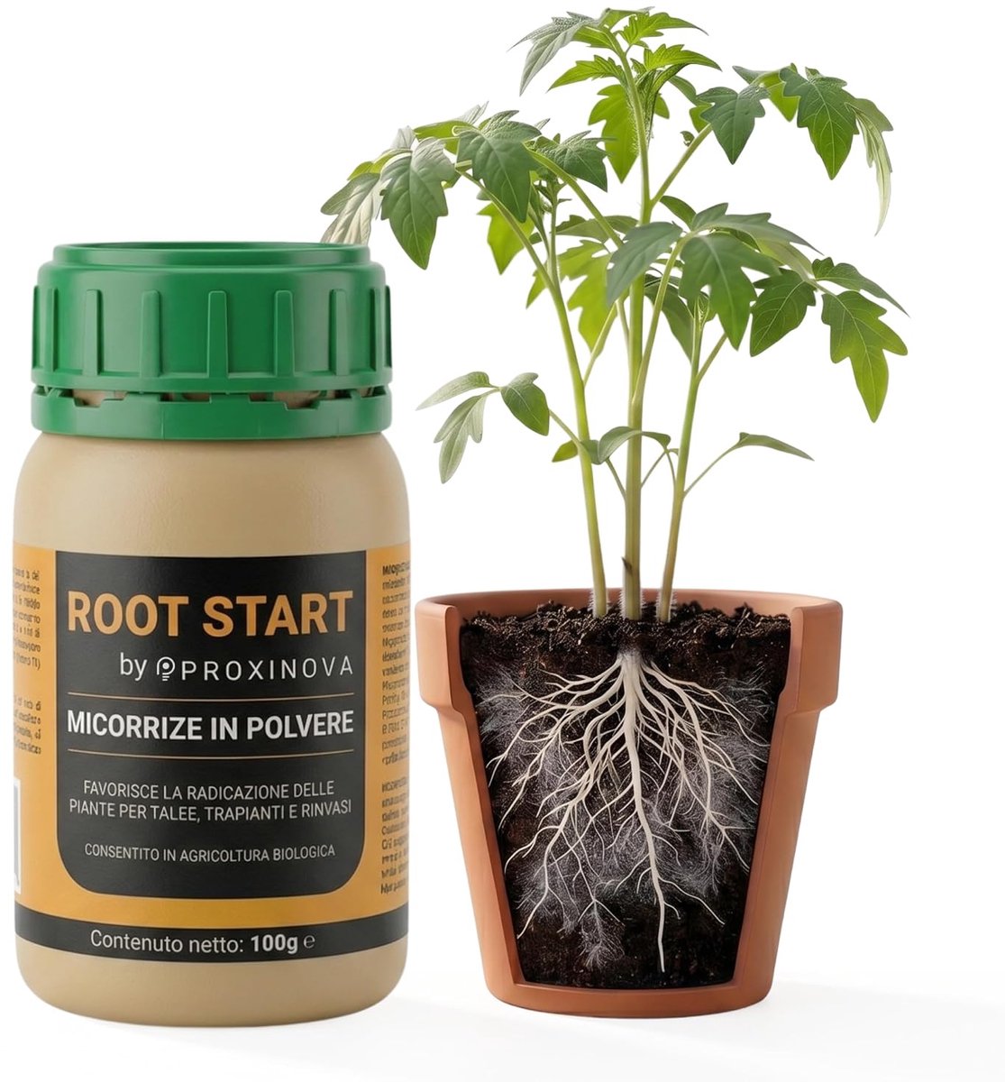Stekpoeder 100g - met mycorrhiza en Trichoderma - bevordert wortelvorming - vermindert transplantatiestress - ShopVlot