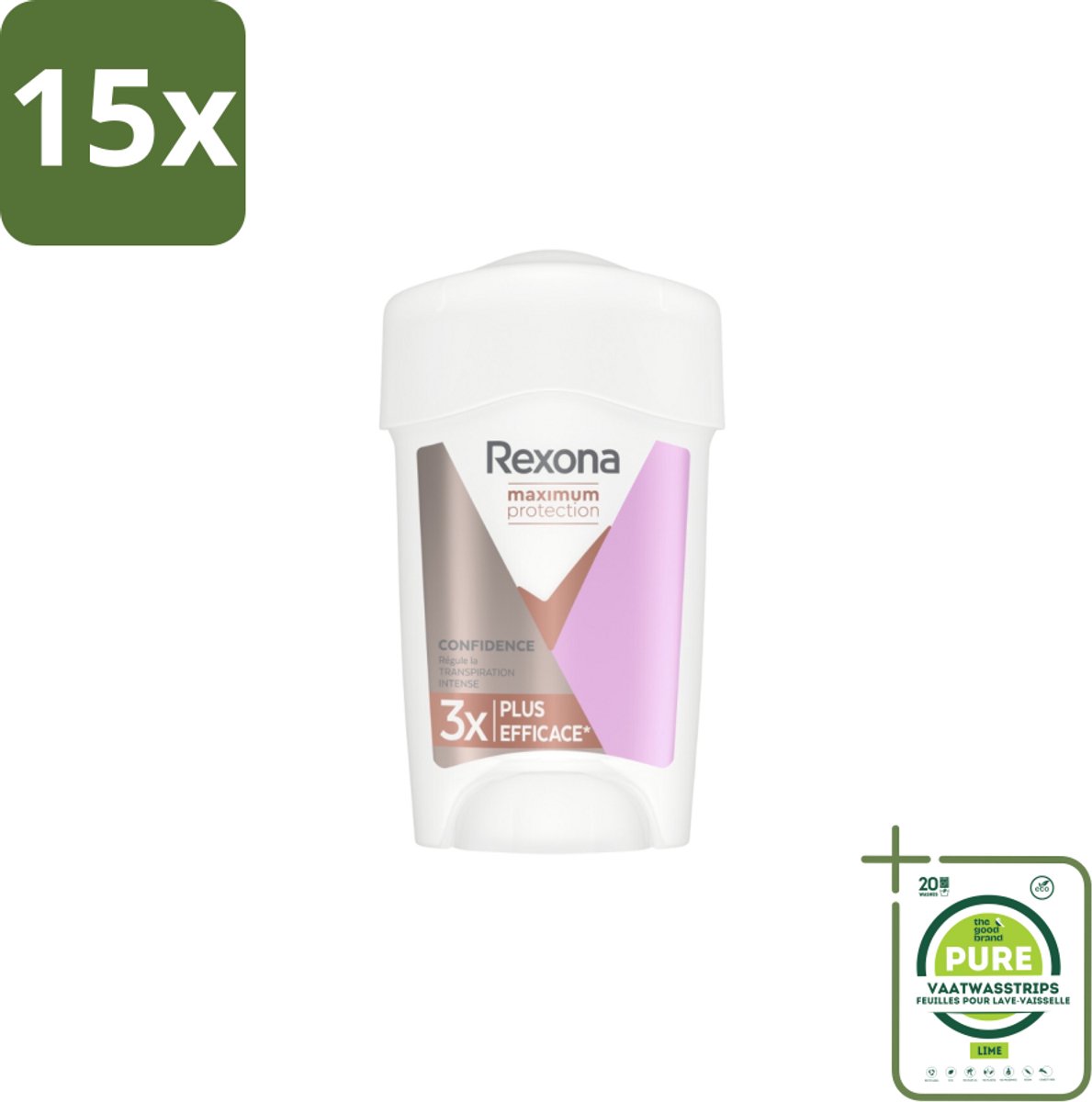 15 x Rexona Women - Deodorant Stick - Maximum Protection Confidence - Anti-transpirant - 45 ml - Grootverpakking - Anti-transpirant - Vrouwen - Bescherming - Zweet - Geur