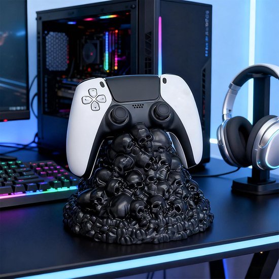 Controller Standaard - Gaming Accessoire Houder - Bureau Organisatie - Doodskop Design - 125 x 17 cm - Zwart — afbeelding 3