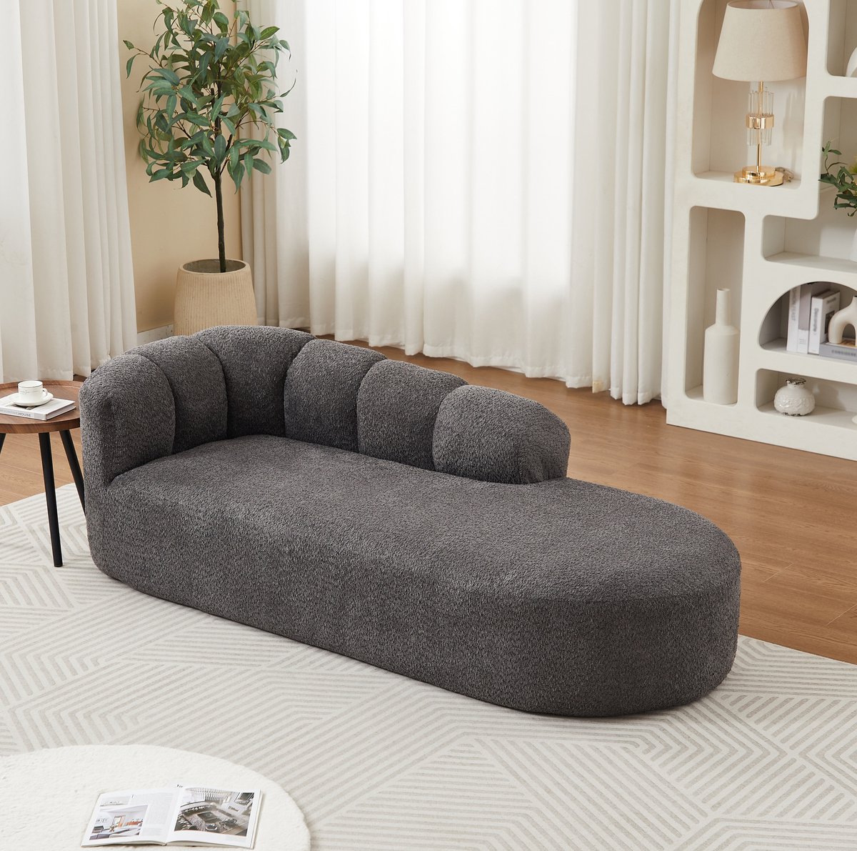 MIVRAY Chaise Longue - Moderne Relaxstoel Zonder Armleuningen - Voor Woonkamer En Slaapkamer - Chenille - Anthracietgrijs