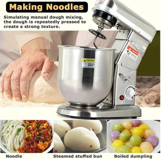 Keukenmixer Staande Mixer - Bakmachine Deegmixer - Bakken en Koken - Krachtige 500W Motor - 5 Liter Kom - Zilver — afbeelding 5
