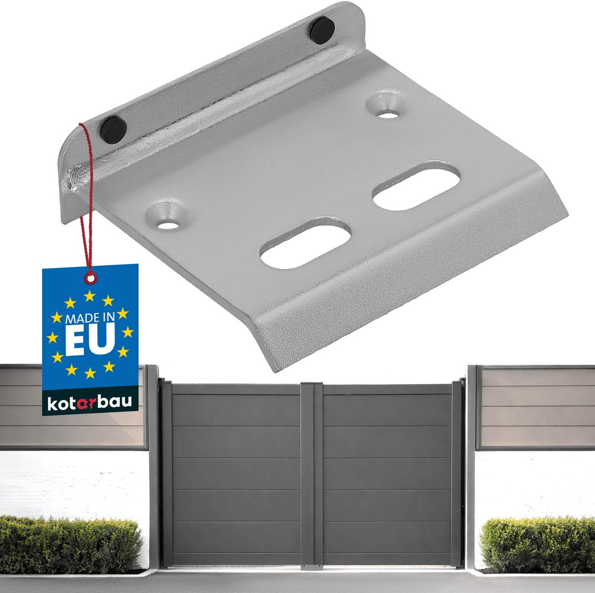 KOTARBAU® Sluitplaat voor Tuinpoort - Sluitplaat Poort - Poortaanslag 16cm - Aanslagplaat - Hoeksluitplaat - Stalen Sluitplaat - voor Houten en Metalen Poorten - Zilver