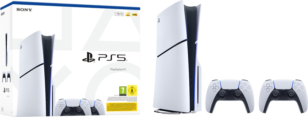 PlayStation 5 Disc Edition - Slim - Bundel met 2 Dualsense Draadloze Controllers — cadeau in Games, Films & Muziek - foto 2