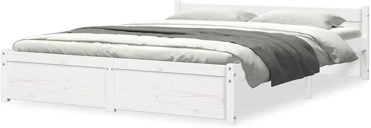 Massief Houten Bed - Houten Bedframe - Slaapkamer Inrichten - Robuust Grenenhout - 160 x 200 cm - Wit