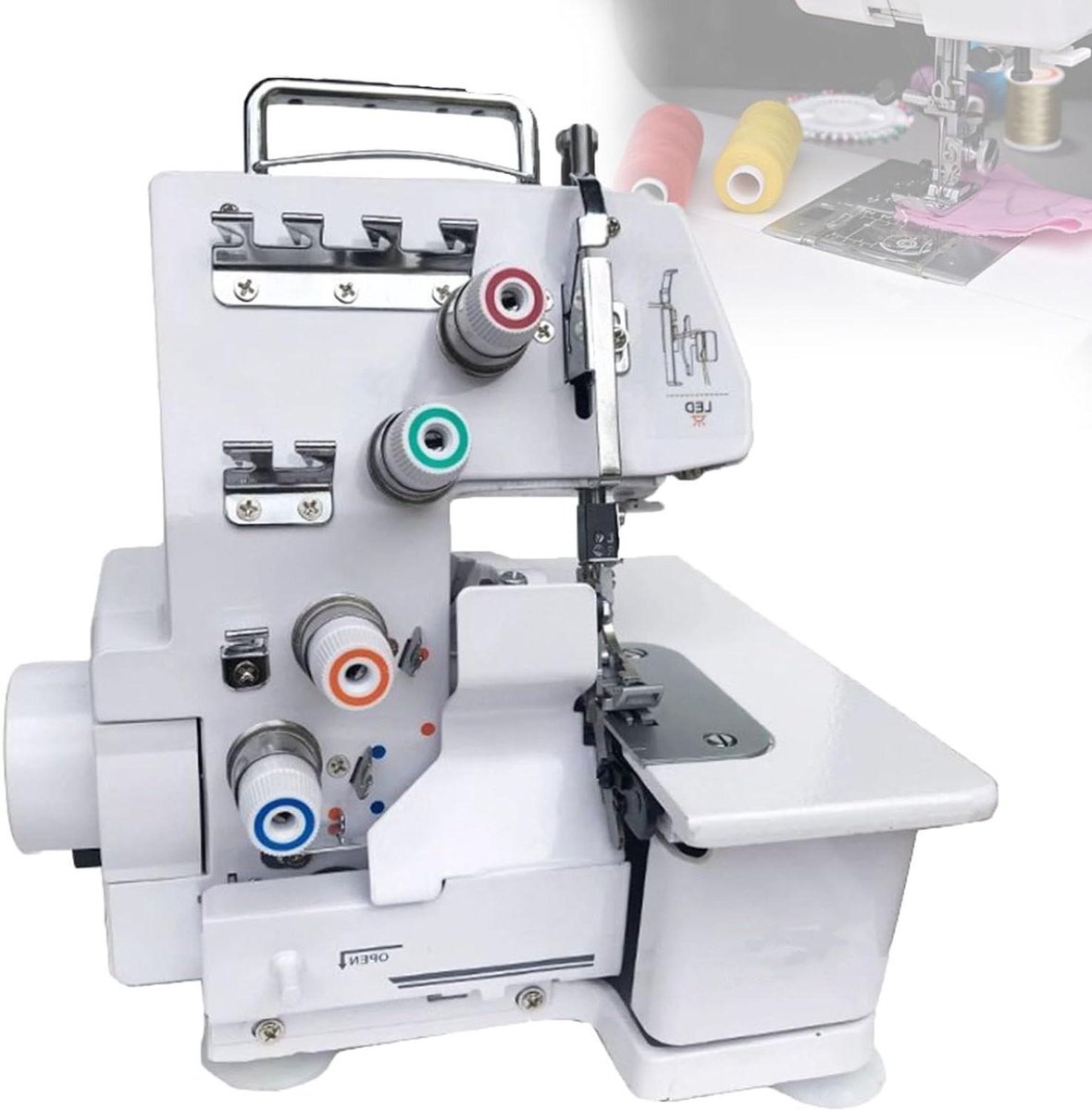 Overlockmachine 3/4 Draads - Lockmachine Naaimachine - Stoffen Afwerken - Metalen Frame - 31 x 31 x 31 cm - Wit