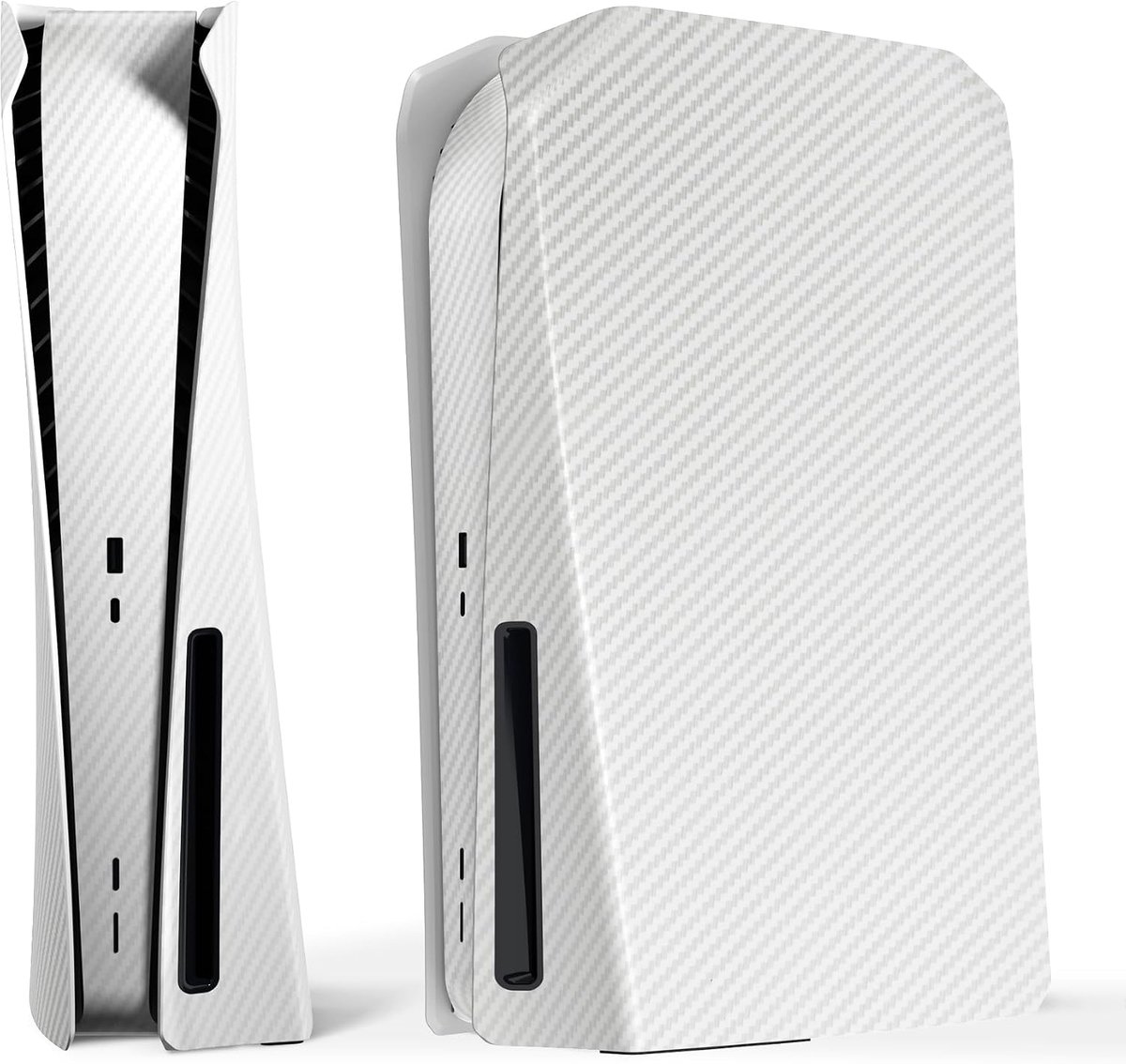 eXtremeRate eXcover Cover Compatibel met ps5 Console Disc Edition,Vervangende Behuizingn Voorplaten Achterplaat Schaal Case voor ps5 Console Disc Versie(Zonder Console)-Wit Zilver Koolstofvezel