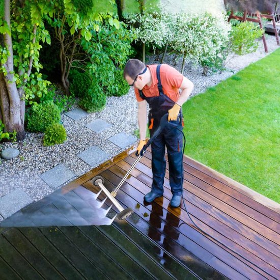 Hogedrukreiniger, ondervloerreiniger, 40 cm, waterbezem voor ondervloer, autowassen, met 3 verlengstangen, 4000 psi, oppervlaktereiniger voor hogedrukreiniger — afbeelding 4
