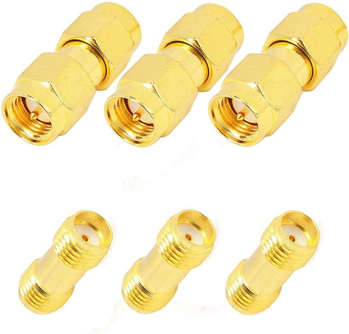 6 st SMA Female naar SMA Female Stekkerconnector RF Coaxiale Adapter Vergulde Adapter voor Wi-Fi Antenne Repeaters Radiosignaal Verlengkabel