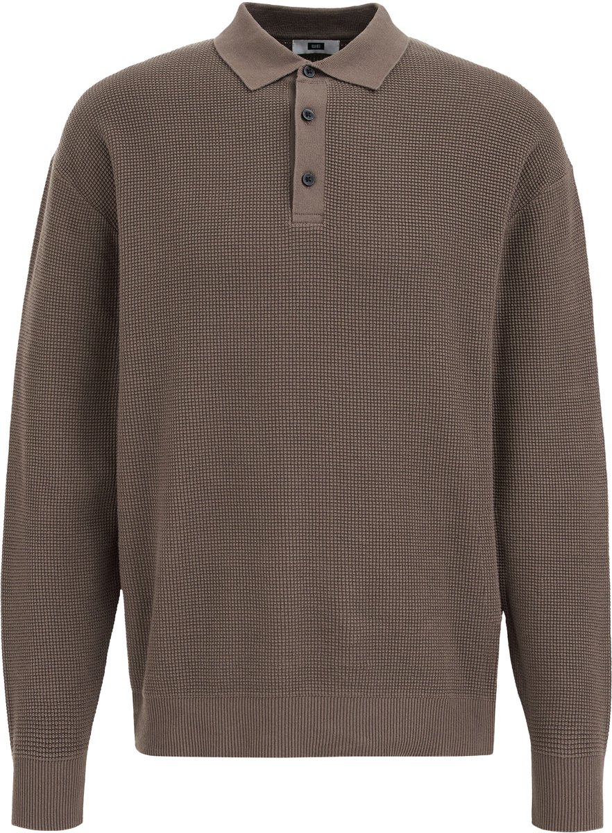 WE Fashion Heren regular fit gebreide polo met structuur