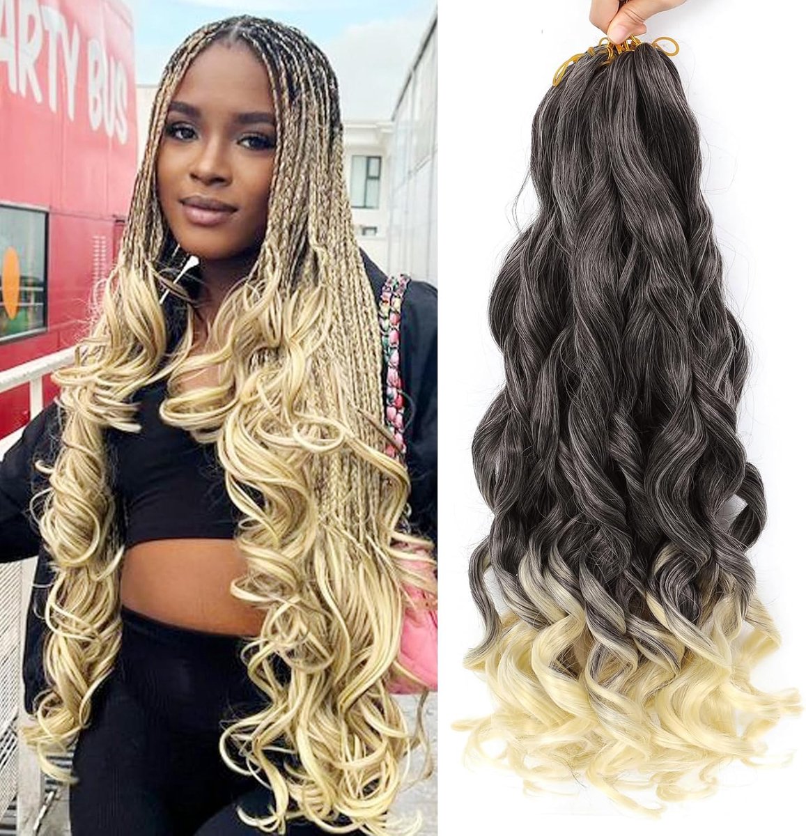 SnelShoppen - French Curl Vlecht Haar 24 Inch 8 Pakketten Losse Golvende Vlecht Haar (4/613#, 613#, 61 inch) - Perfect voor Zomer Beschermende Styling