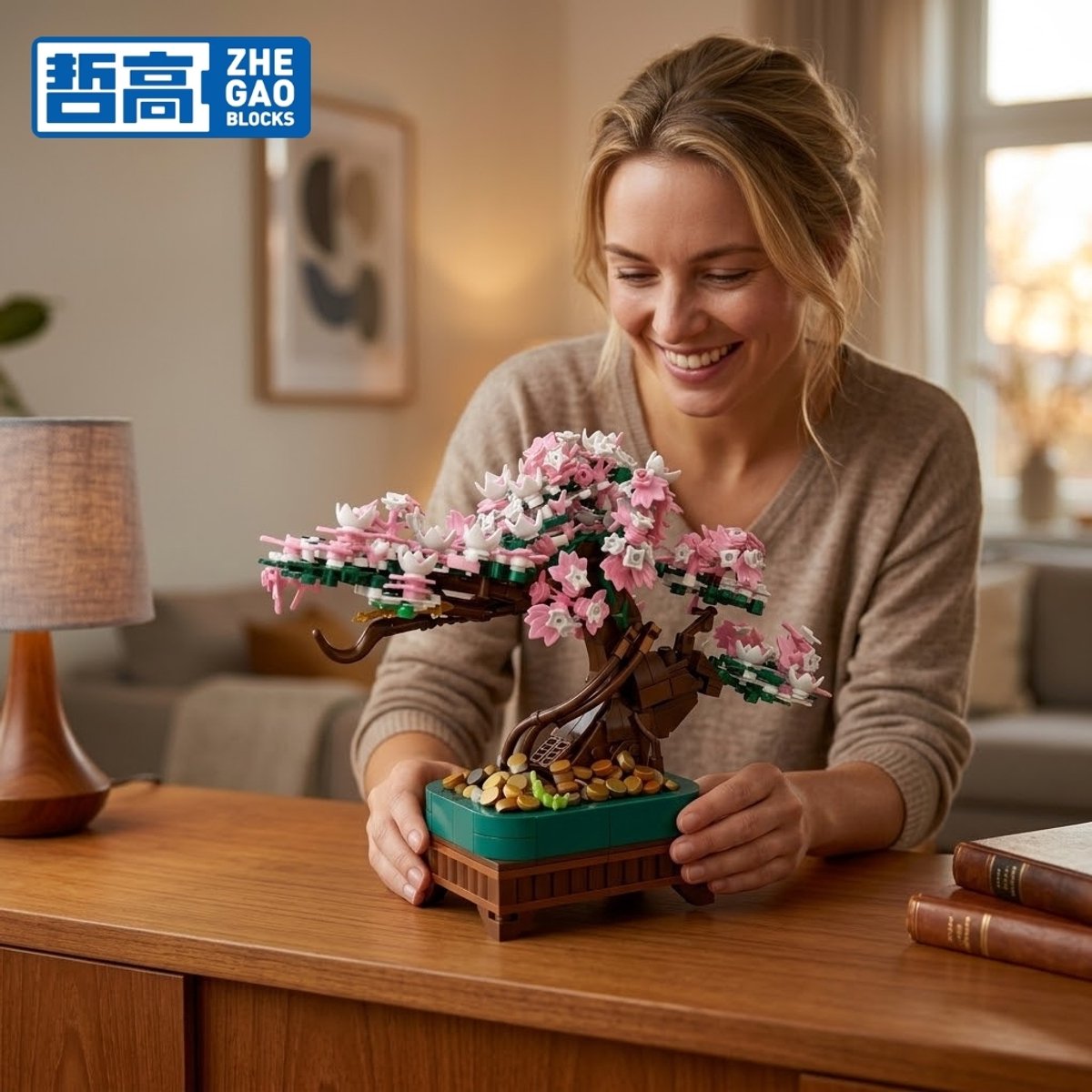 Zhe Gao 99138 Japanse 3 in 1 bloemen plantje bouwset | Botanical Bonsai | Sakura Flowers Collection | Classic Creator STEM speelgoed bouwpakket voor volwassenen en kinderen | Decoratie modelbouw niet geschikt voor lego | Bouwdoos met 700 bouwstenen — afbeelding 9