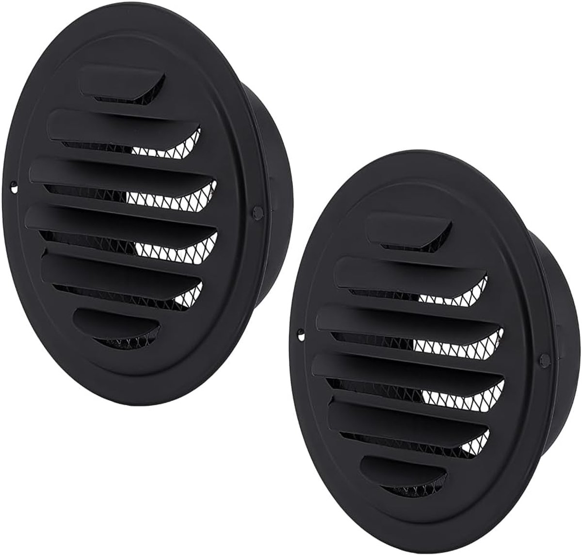 SnelShoppen - 2 Pack 5.6 Inch RVS Luchtopeningen Zwart Ovale Uitlaat Ventilator Cover Soffit Vent voor Badkamer Garage Keuken Plafond Droger Ventilati