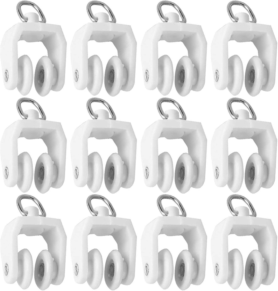 SnelShoppen - 50 Stuks Dubbelwiel Gordijnrollers - Stille Gordijnrail Pulley voor Plafondrails (Wit) - Duurzaam en Licht PP Plastic
