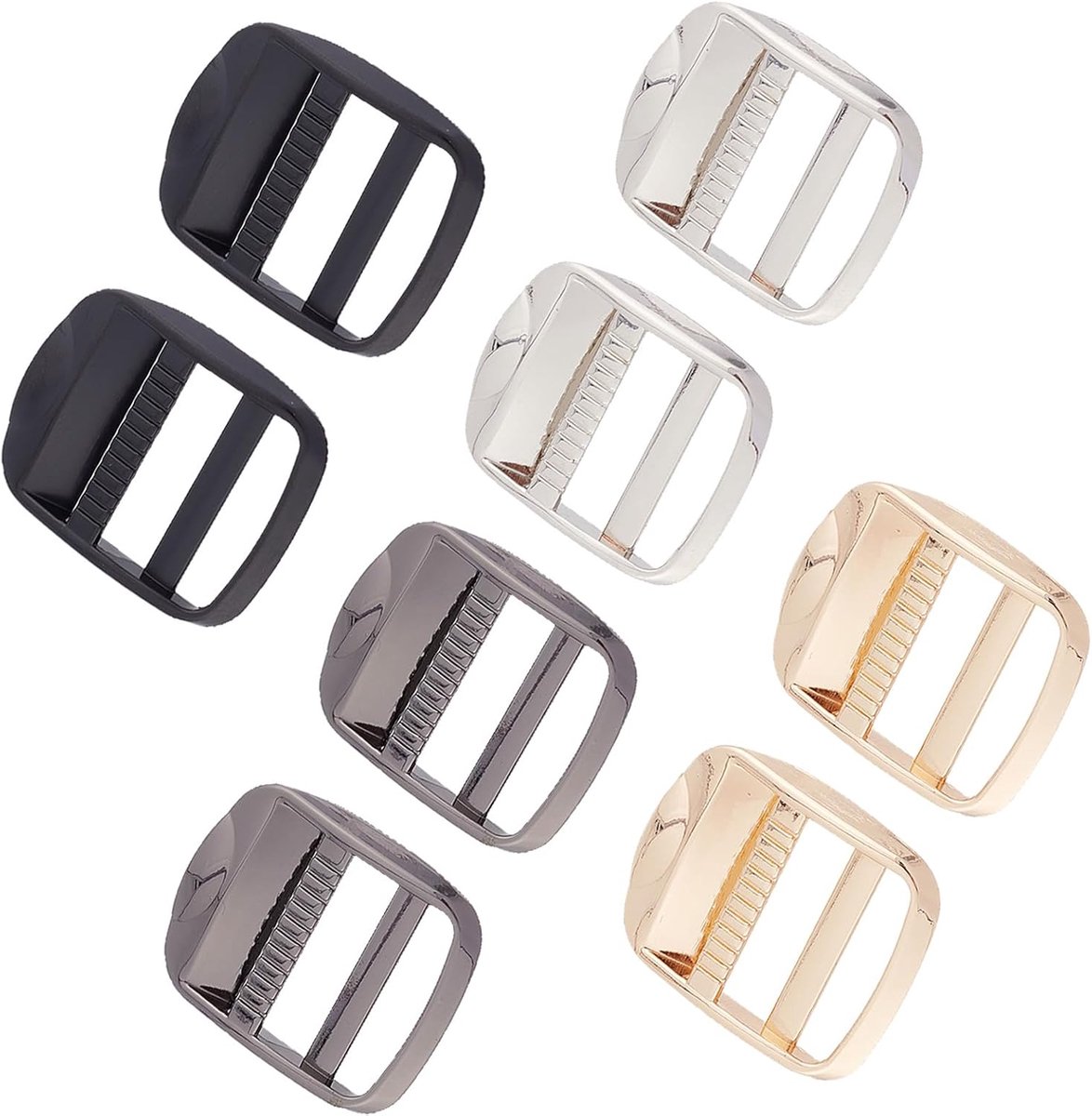 SnelShoppen - Tri Glide Sterke Metaal Ladder Lock, Set van 8, Spanner Clasp, Verstelbare Rugtasriem, Accessoires voor Leerbewerking