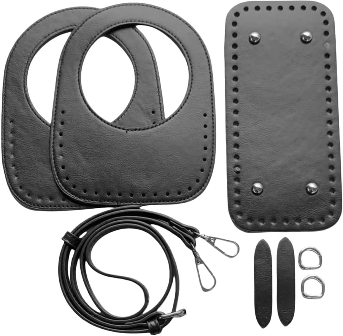 SnelShoppen - CALFOVERA PU Leder Vierkante Bodem Shaper met Ringhandvat en Crossbody Tasriem - Handtas Breisets voor DIY Schouder Tote Rug Reparatie -
