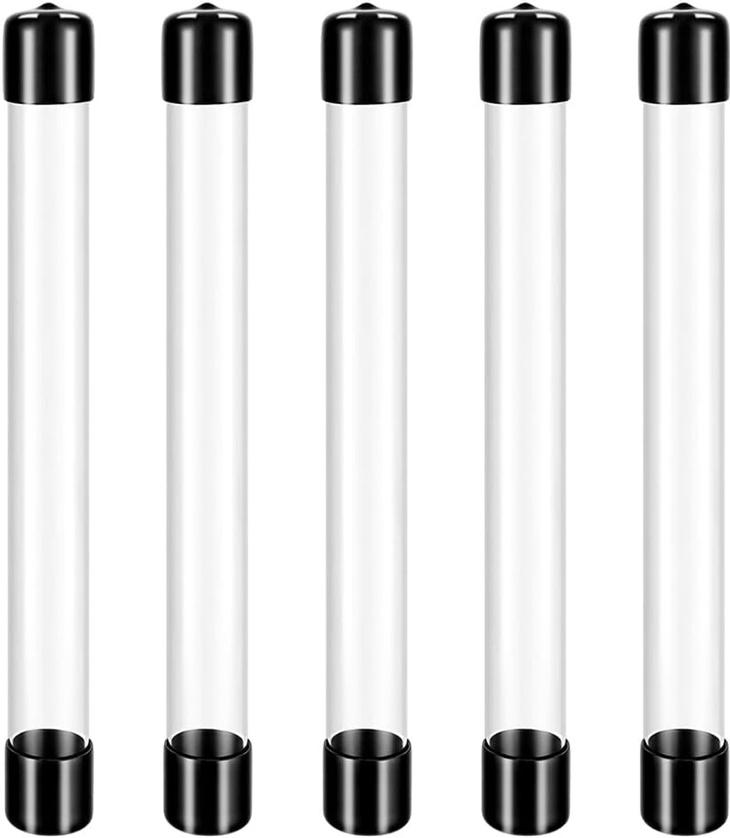 SnelShoppen - 5 Stuks Heldere Rigid Plastic Opslagtubes met Deksel 25x3.5cm - Ideaal voor Incense Sticks, Kralen, Tandenstokers, Naalden en Kleine Voo