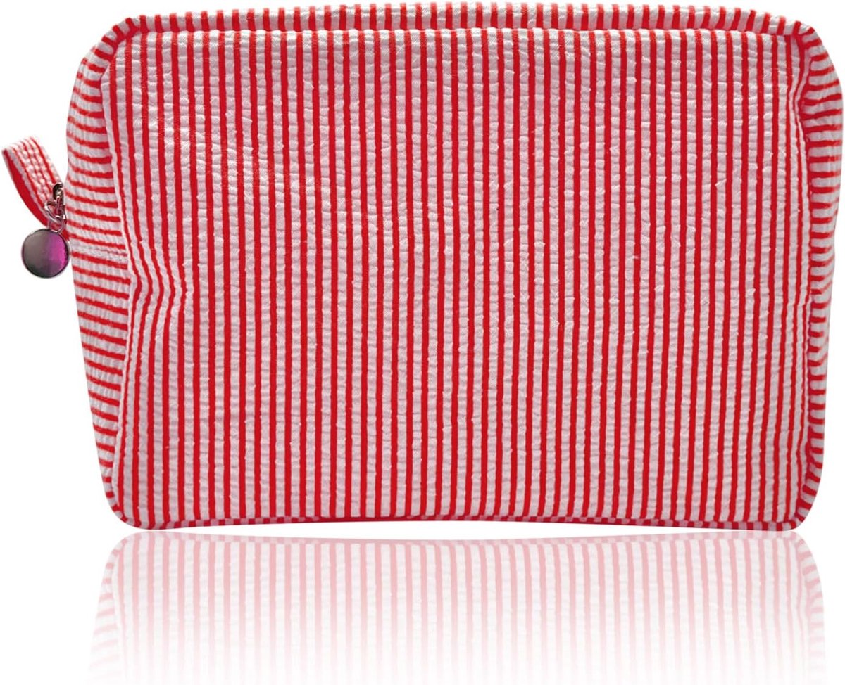 Women Cosmetic Bag Travel Cosmetic Bag Large Capacity Portable Striped Cosmetic Bag Cute Ladies Storage Box Toiletry - ShopVlot