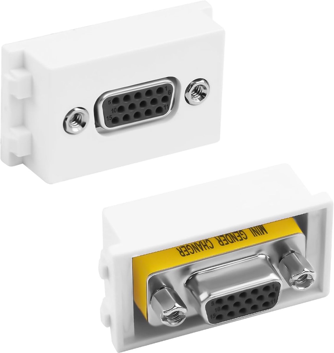 SnelShoppen - VGA Wandplaat Socket Module 23x36mm DB15 Vrouwelijk naar Vrouwelijk Video Connector 1080P voor 86/128 Paneel Vloer Socket Wit