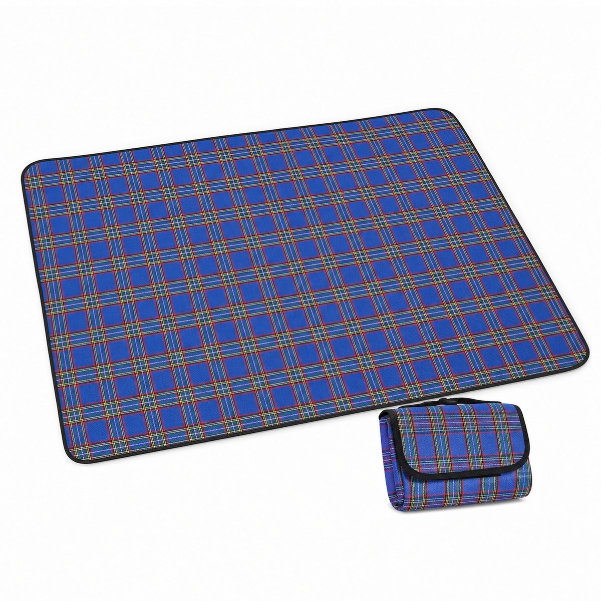 Opvouwbaar Picknickkleed 150 x 130 cm - Waterbestendig - Blauw Geruit