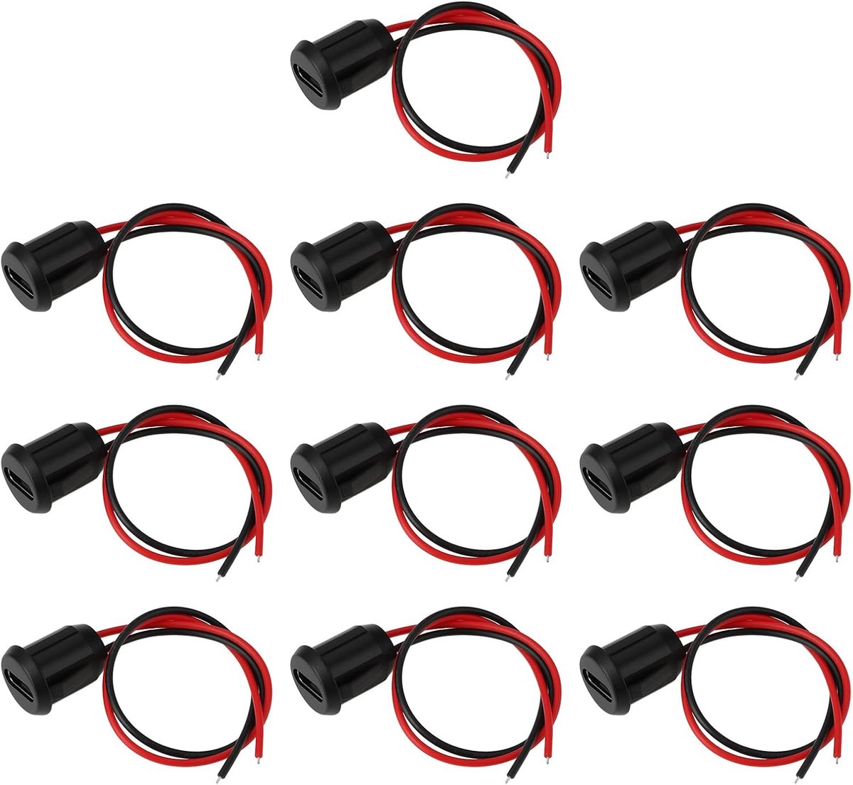 SnelShoppen - 10-delige 12V 2A USB-C Ronde Stekker voor CCTV Bewaking, Auto Audio, MP3 Spelers, Telefoon en Video Communicatie Recorders