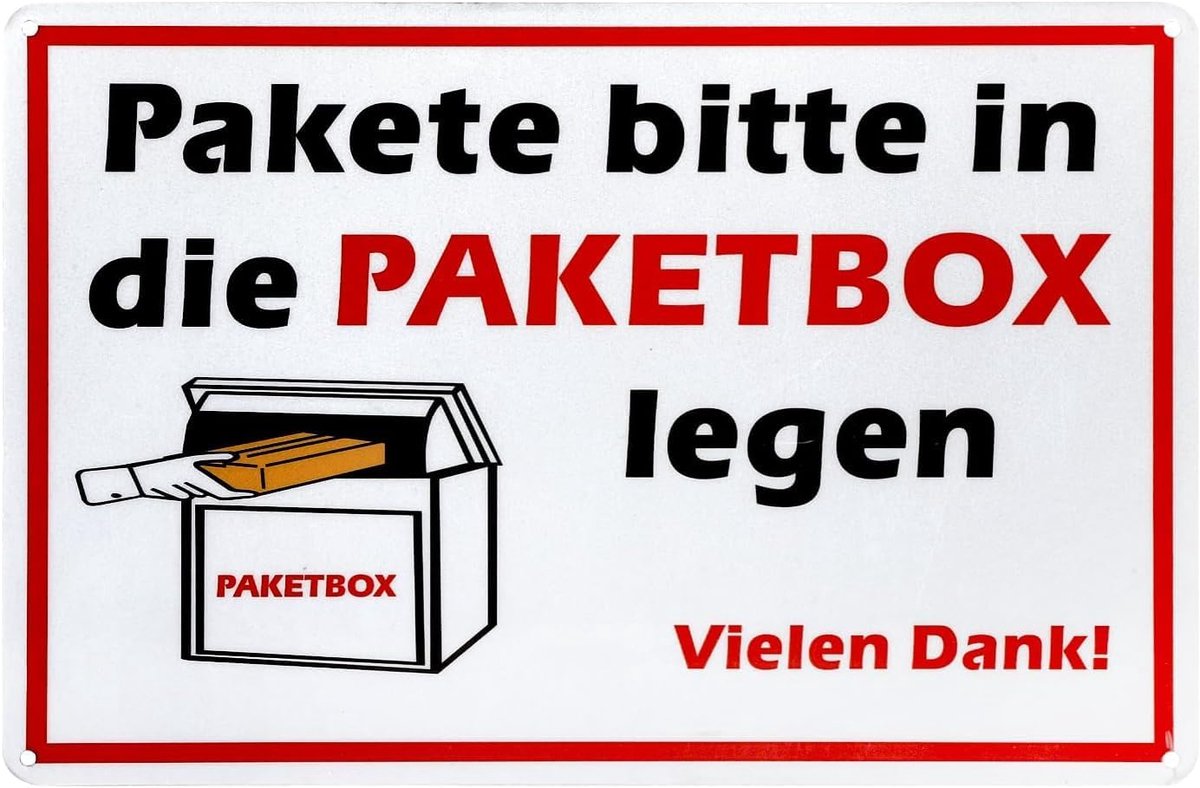 Package Box Sign Aluminium 20 x 30 cm - Parcel Box Sticker with UV Protection, Weatherproof Warning Sign "Put Parcels - ShopVlot