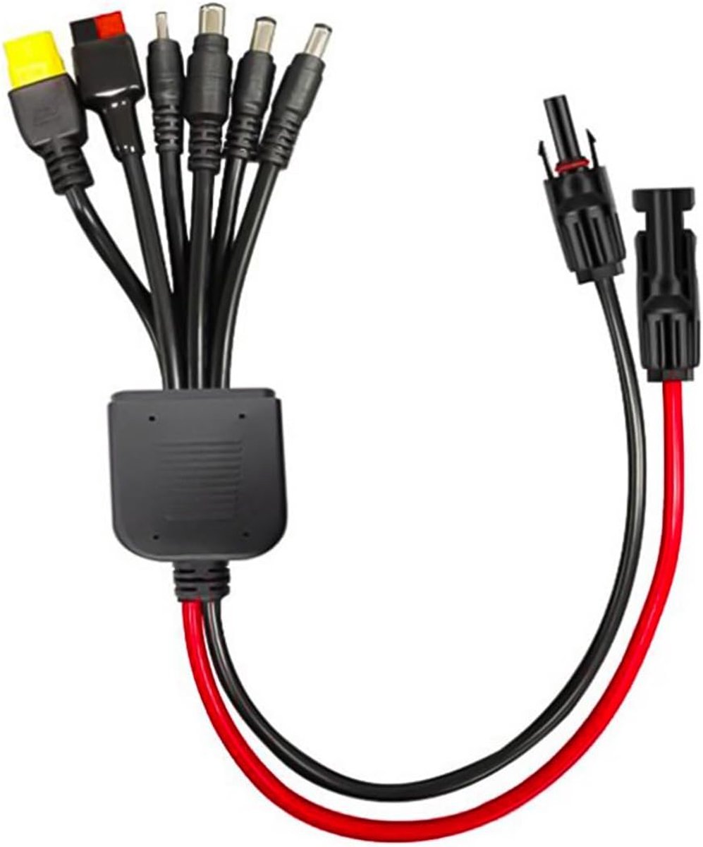 SnelShoppen - 6 in 1 Universele Zonnepaneel Kabeladapter - Waterdichte Anderson XT60 DC7909 DC6530 DC35135 DC5521 - Hoge Stroom Ondersteuning voor Zon