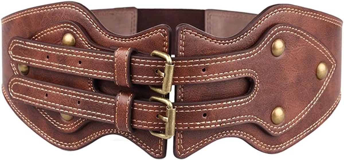 SnelShoppen - Vrouwelijke brede elastische tailleband 92 cm, vintage stijl, comfortabele riem voor jurken, veelzijdige tailleband voor feesten en casu