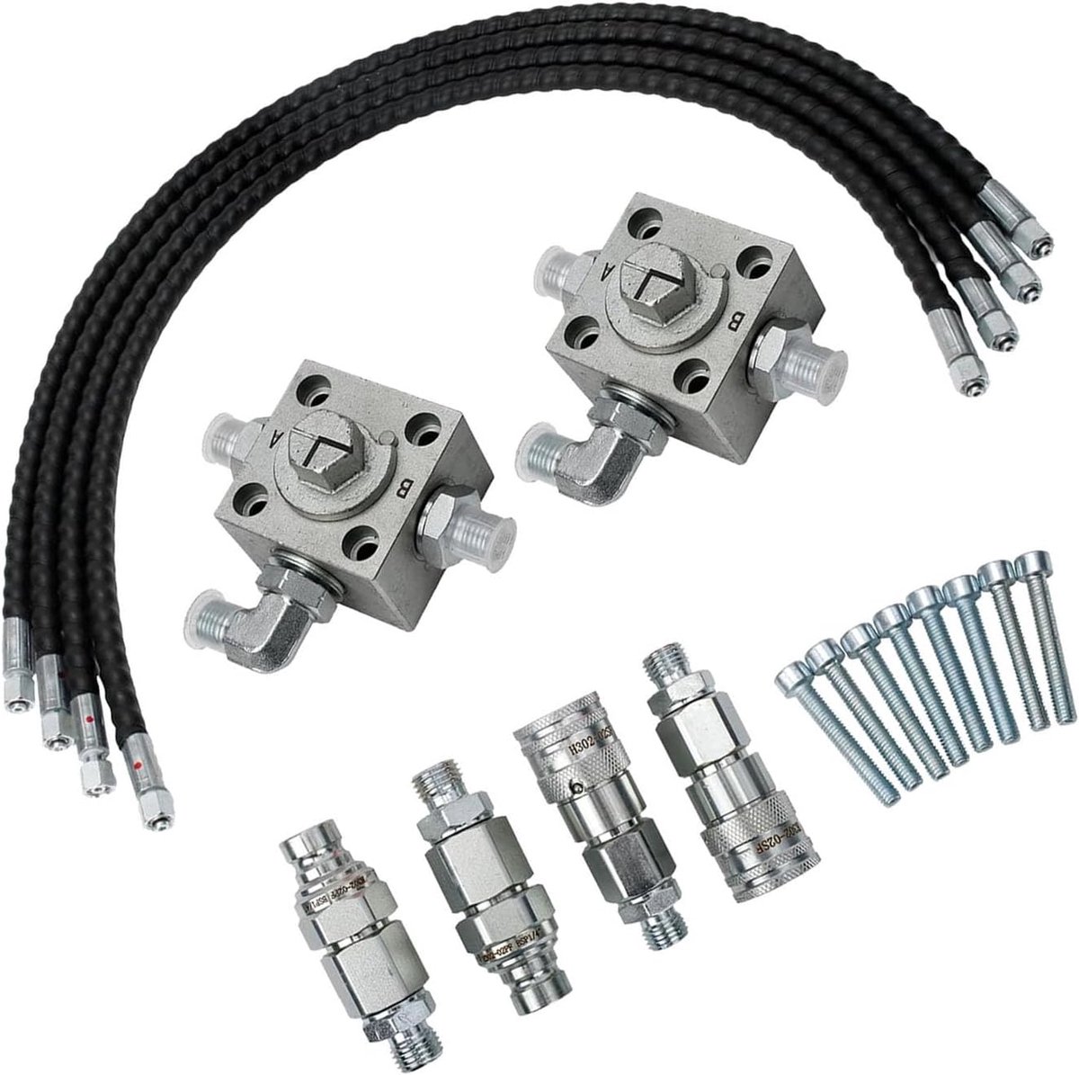 SnelShoppen - Kleine Graafmachine 3-Weg Afsluiter Ventiel Kit, Verhoog Efficiëntie met Gelegeerd Staal voor 1-2 Ton Chinese Mini Graafmachines, Inclus