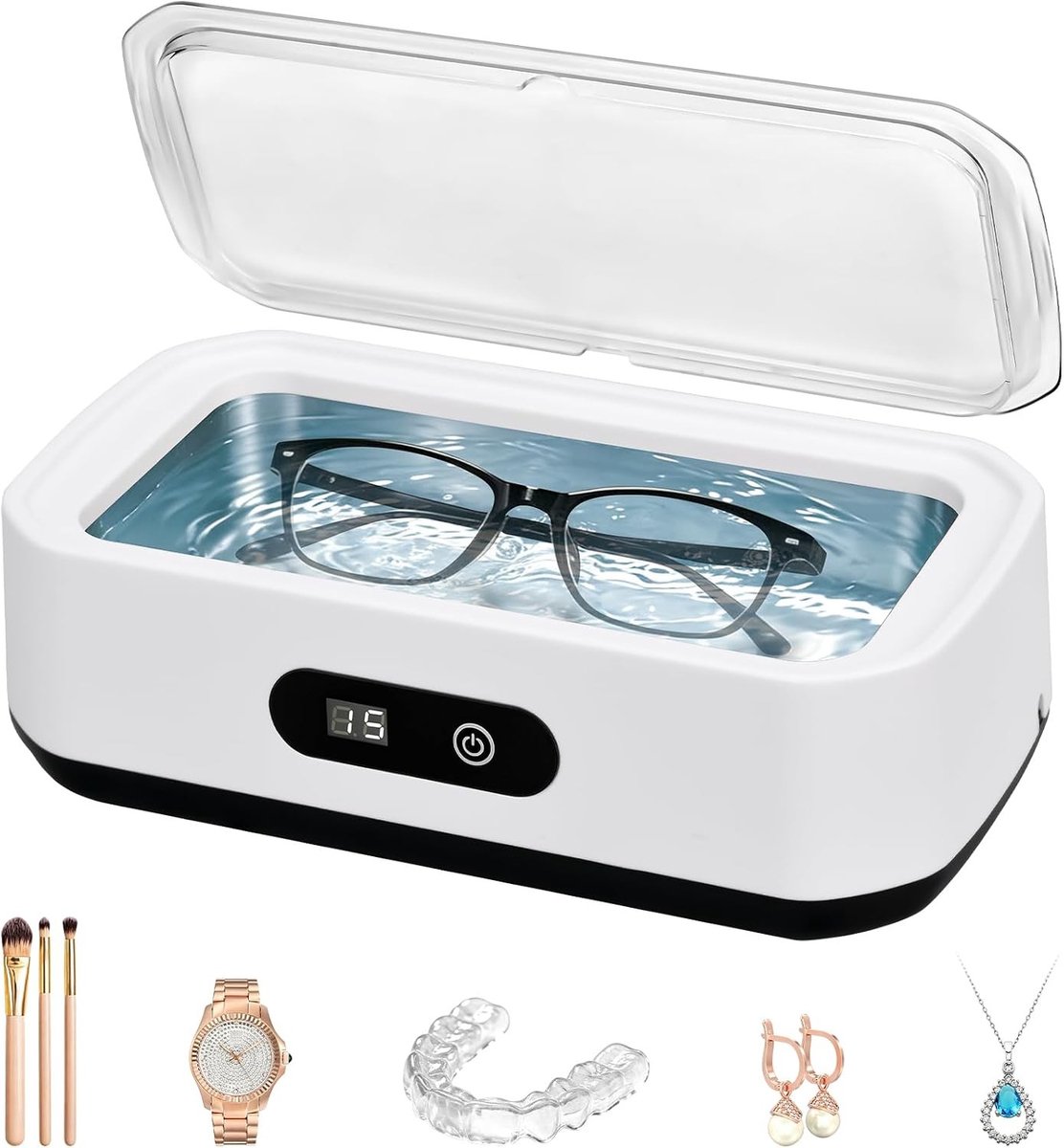 Ultrasone reiniger - Zwart - 650 ml - Draagbaar apparaat voor dieptereiniging - Voor brillen, sieraden, horloges en meer