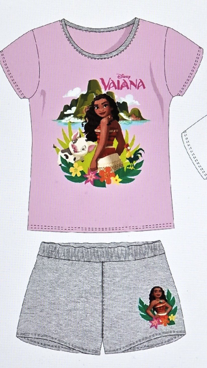Disney Vaiana Shortama Roze Grijs Maat 116
