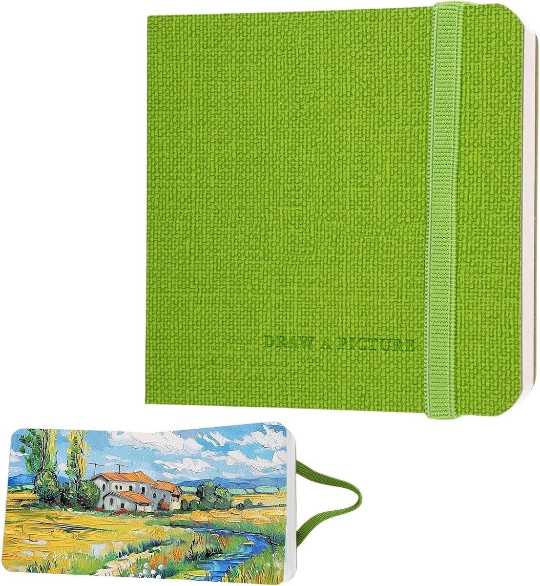 Watercolor Schetsboek met Dubbelzijdig Papier | 10x10cm, 300g/m², 100% Katoen, Zuurvrij, Geschikt voor Aquarel, Inkt en Acryl