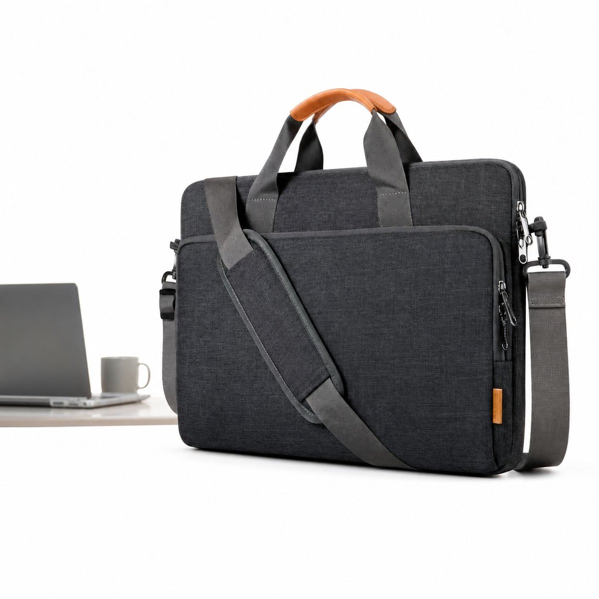 VHV-Laptophoes 17.3 inch - Luxe Grijze Laptoptas met Grote Capaciteit - Schokbestendige en Waterafstotende Computertas voor Werk, School en Woon-werkverkeer