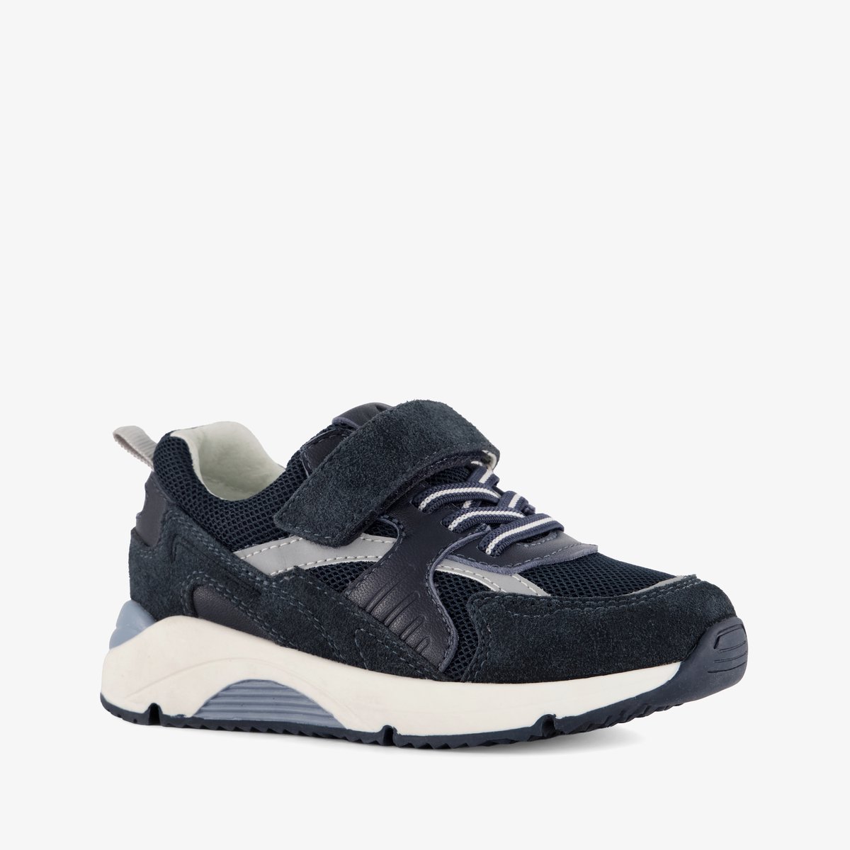 Stap suède jongens sneakers donkerblauw - Maat 22 - Echt leer