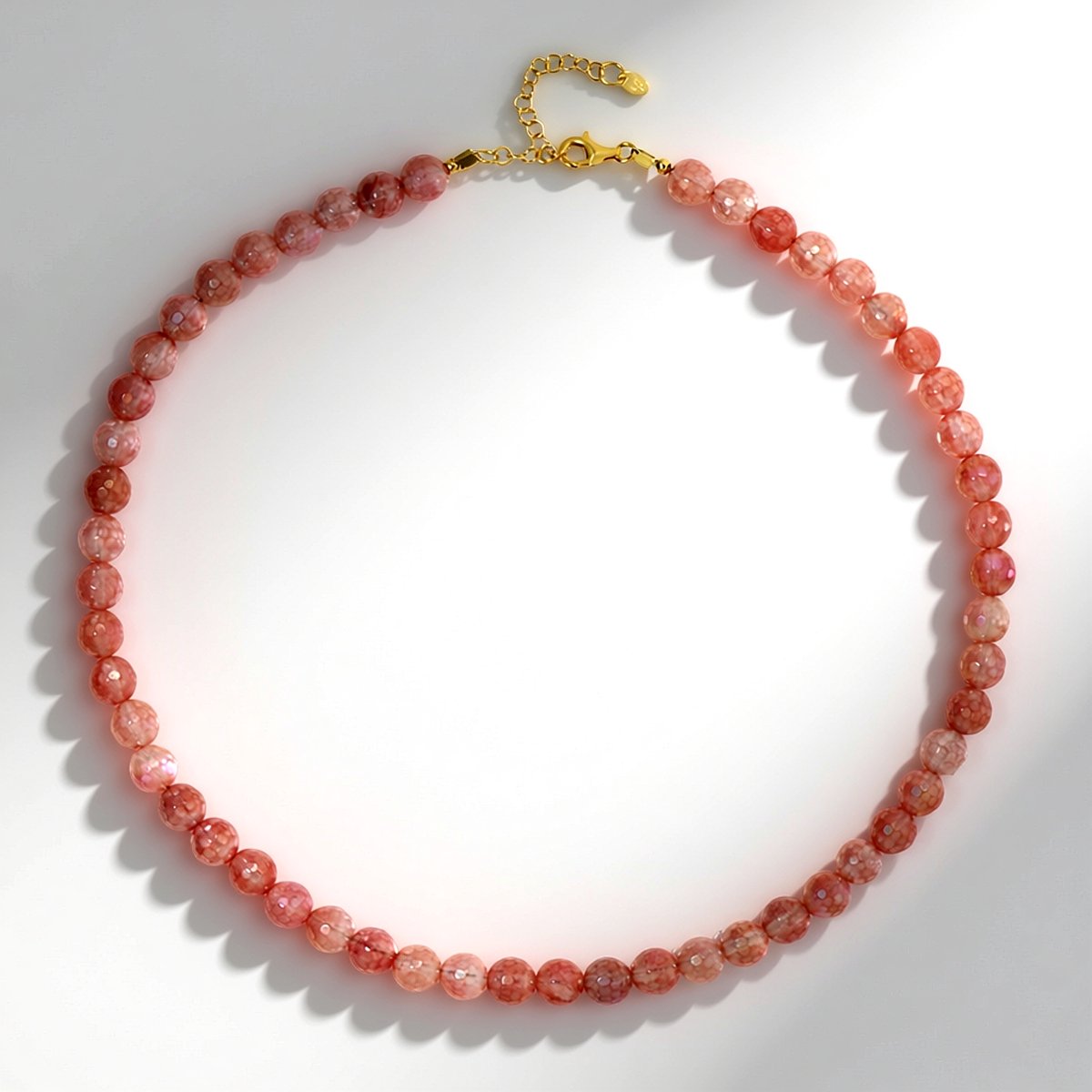 Cavill - Zilveren Halsketting - 925 Sterling Zilver Verguld - 143,928 ct Mystieke Roze Agaat - Verstelbaar - Elegante Damesketting