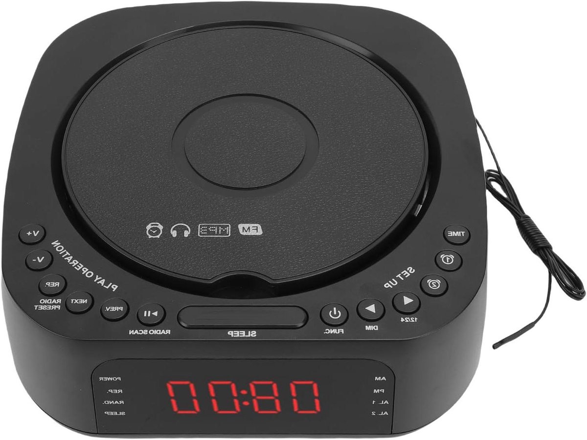 CD Speler Radio - Wekker Klok - Wakker Worden - Met Afstandsbediening - 25 x 21 x 10 cm - Wit