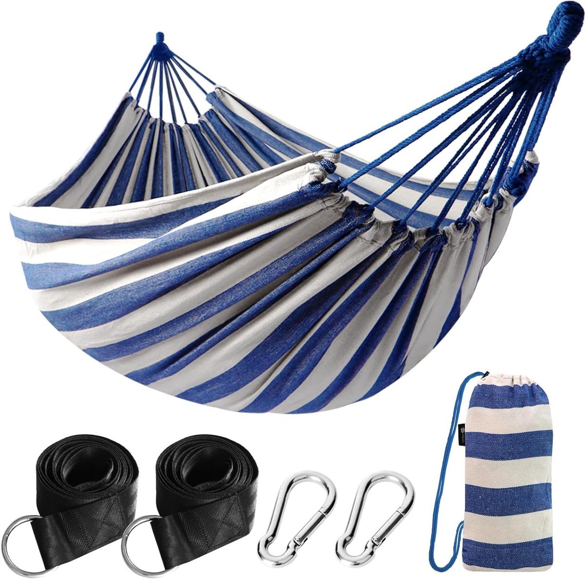 Katoenen Hangmat - Dubbele hangmat - Ontspannen in de tuin - Handgemaakt en sterk - 210 x 150 cm