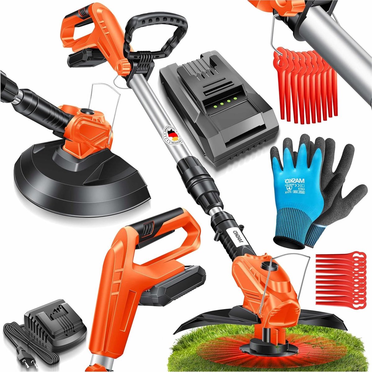 Accu Grastrimmer - Bosmaaier Draadloos - Gazon Onderhoud - Ergonomische Steel - 26 cm Snijbreedte - Oranje