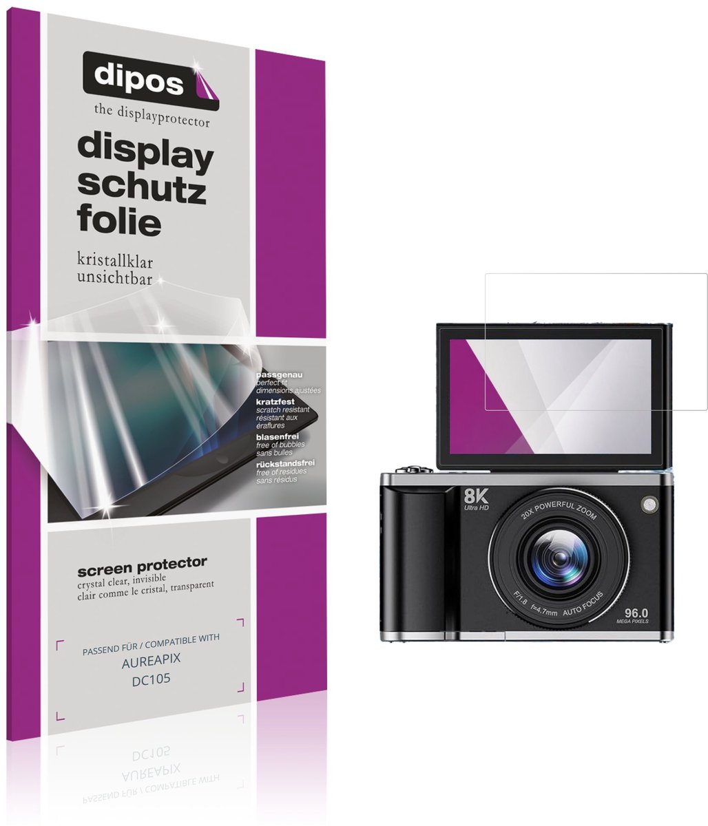 dipos – 4x Beschermfolie geschikt voor AUREAPIX DC105 | Krasbestendige & heldere Screenprotector Ultra-Thin