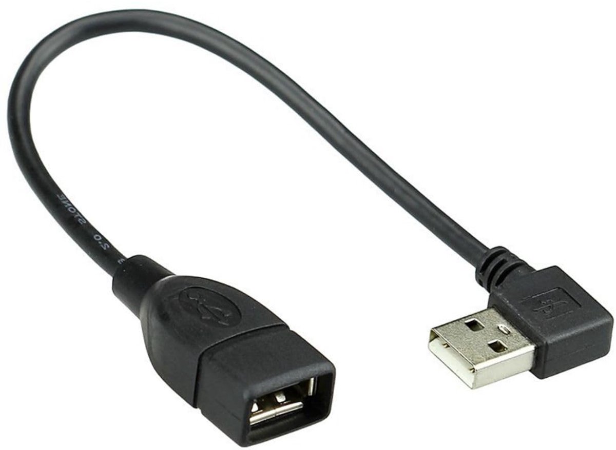 USB 2.0 verlengkabel 40cm - rechtshoekige 90 graden - A type mannetje naar vrouwtje - ideaal voor krappe ruimtes - ShopVlot