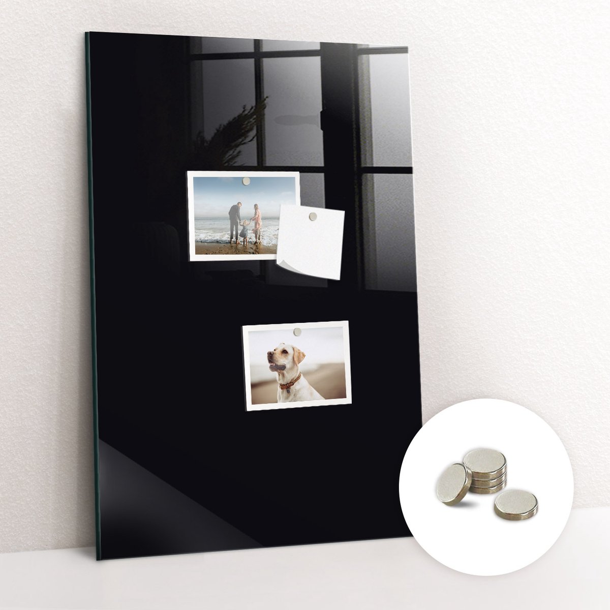Tulup Glassboard - Zwarte kleur Magneetbord - 40 cm x 60 cm - Magnetisch Memobord - Industrieel Wandbord - Magneetbord Keuken Zwart - Inclusief Gratis Magneten - Magneetbord Rechthoekig - Magneetbord Muur