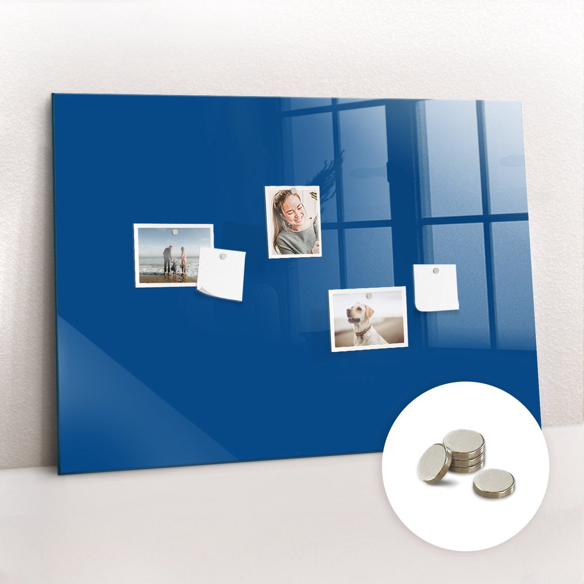 Tulup Glassboard - Blauwe kleur Magneetbord - 100 cm x 70 cm - Magnet Board - Wanddecoratie Kantoor - Magnetisch Bord Blauw - Inclusief Gratis Magneten - Memobord Keuken - Magneetbord Rechthoekig