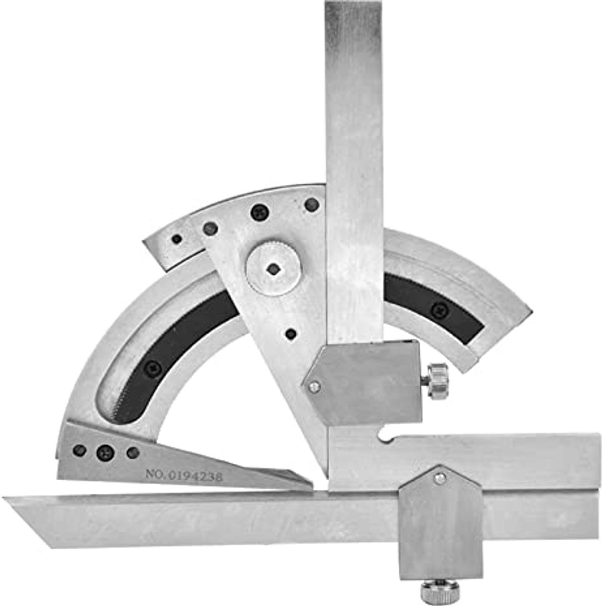 SnelShoppen - Vernier Hoekmeter Carbon Staal Universele Hoekprotractor Precisie Hoekmeetlat 0-320° Met Verlengblad Voor Binnen- en Buitenhoeken