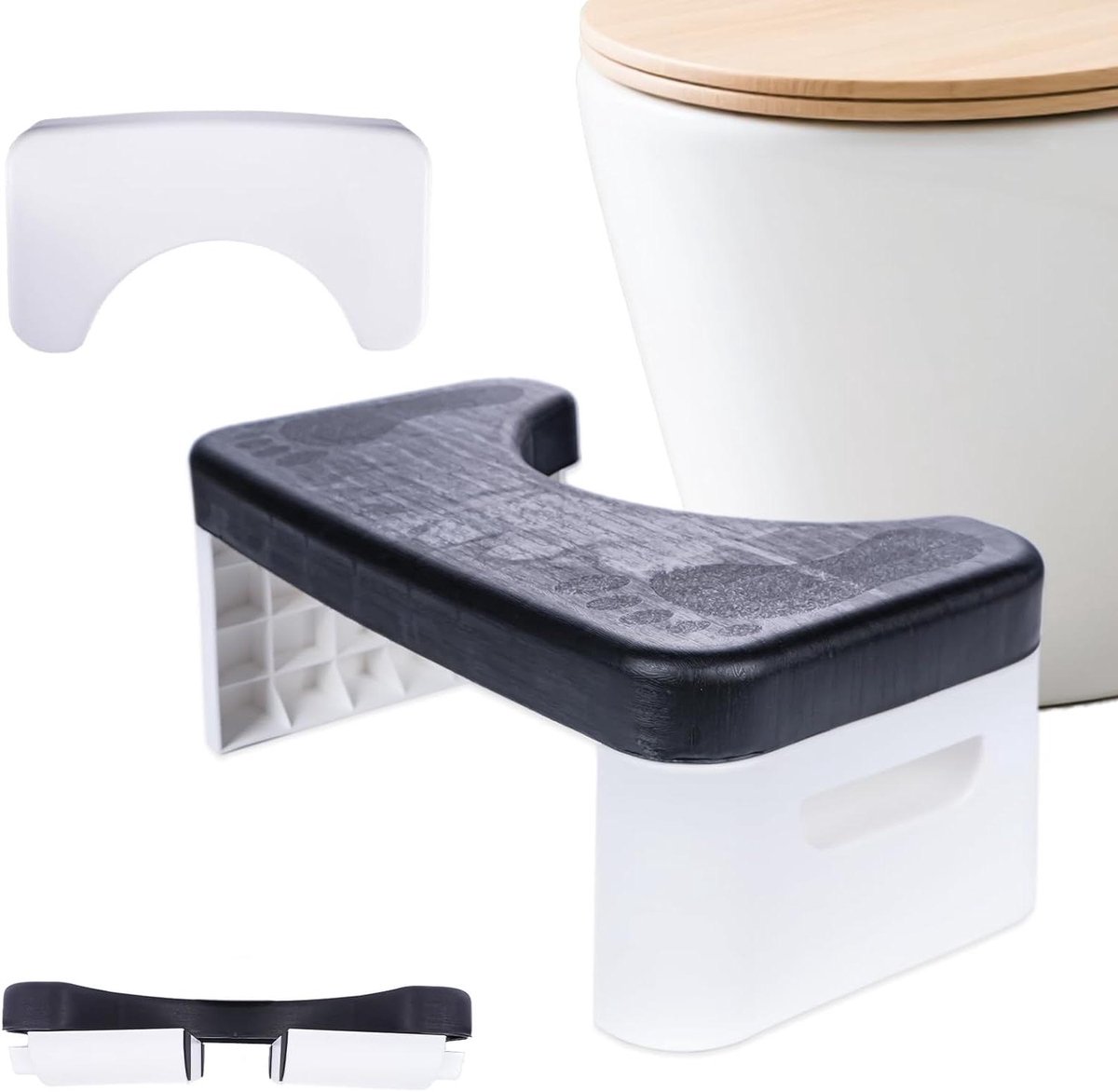 Opvouwbare toiletkruk - Badkamer hulpmiddel - Comfortabel toiletbezoek - Ergonomisch ontwerp - 18 cm hoog - Zwart