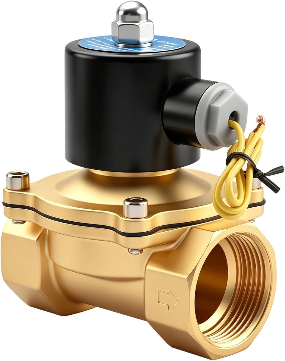 SnelShoppen - Elektrische Messing Solenoid Ventiel 2W-320-32, PT 1-1/4'', DC12V, Direct Werkend Water, Normaal Gesloten Vervangingsventiel voor Tuin e